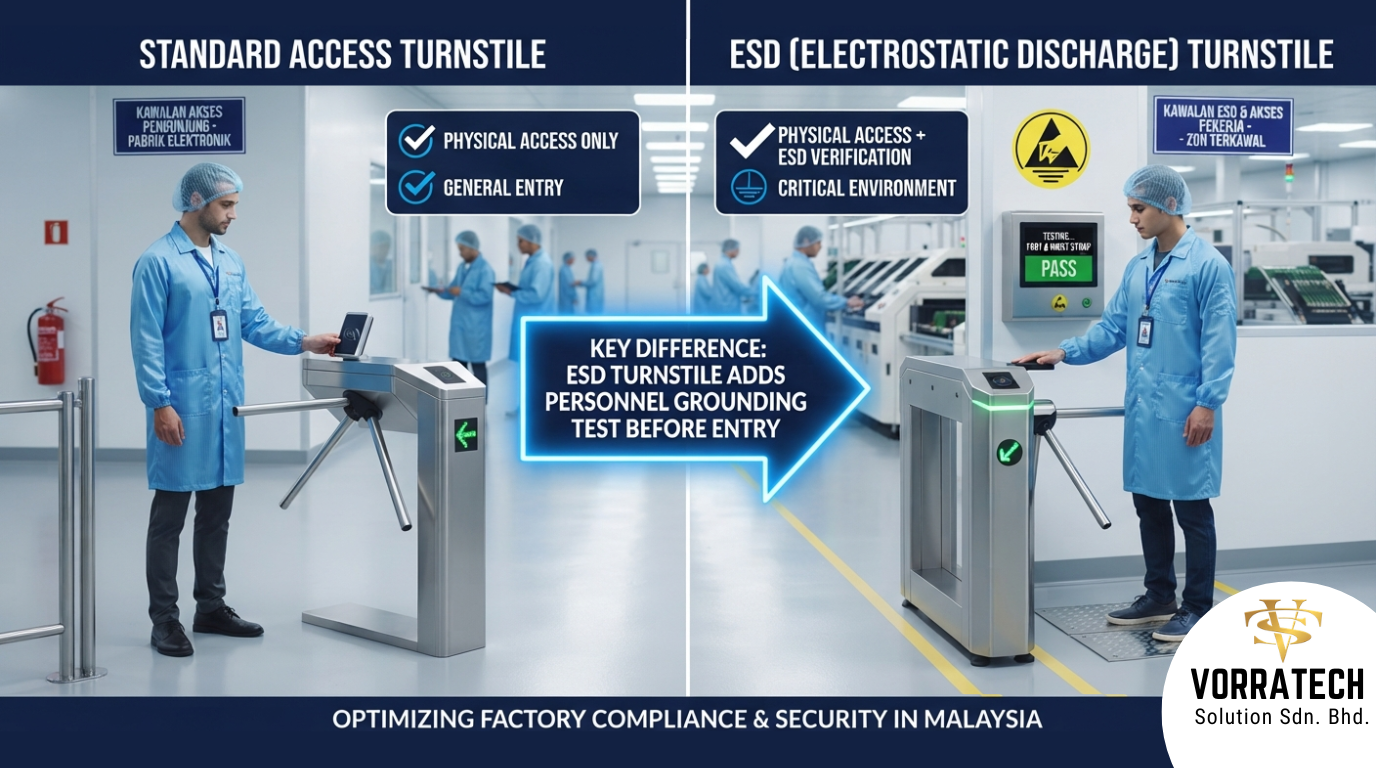ESD turnstile compared with standard turnstile for access control in Malaysia