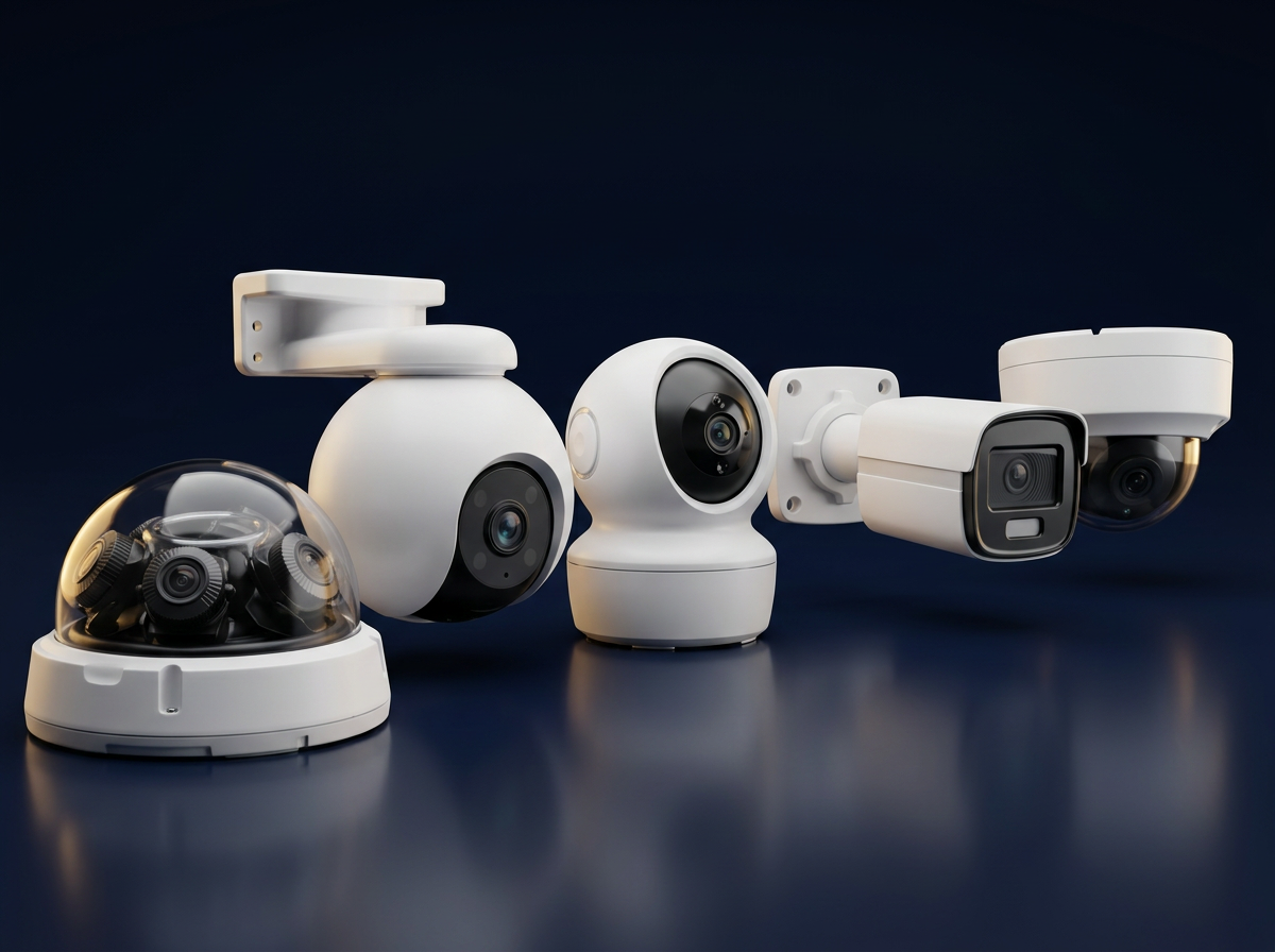 CCTV surveillance system with bullet and dome security cameras for commercial and residential security